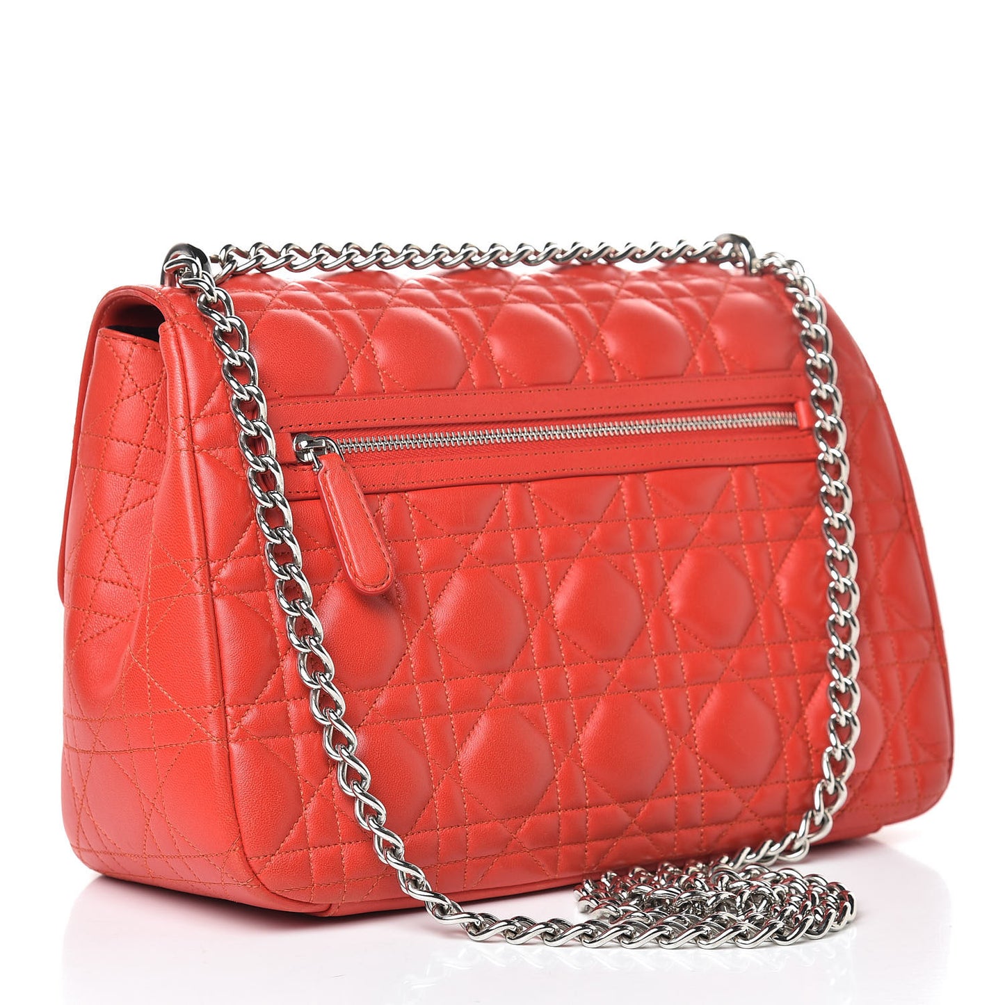 Lambskin Cannage Large Miss Dior Flap Vermillion