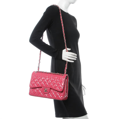 Chanel Patent Quilted Jumbo Double Flap Pink 2 of 8