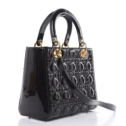 Christian Dior Patent Cannage Medium Lady Dior Black 3 of 12