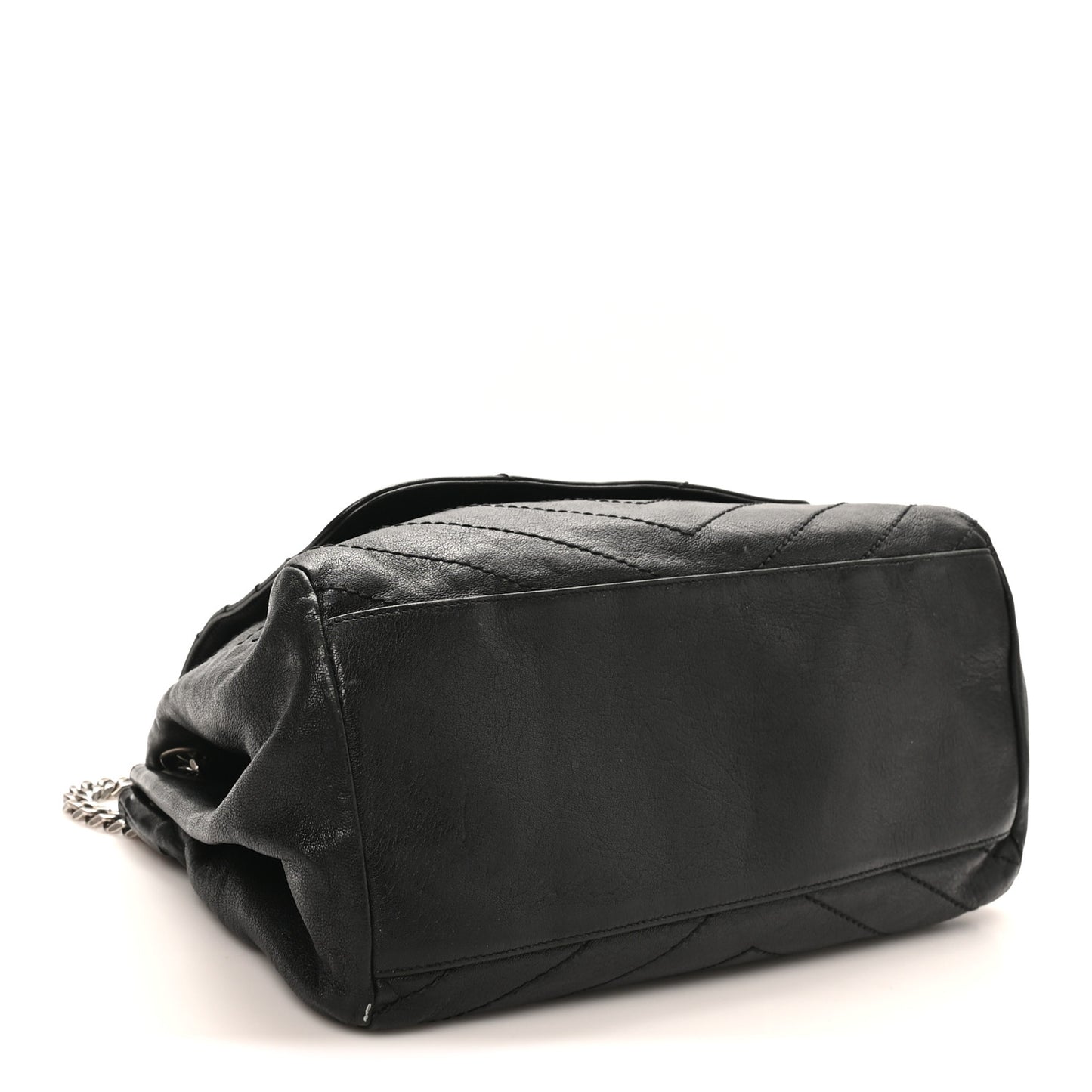 Pebbled Lambskin Chevron Monogram Large Nolita Black