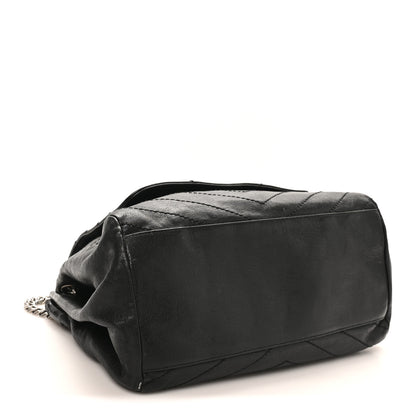 Saint Laurent Pebbled Lambskin Chevron Monogram Large Nolita Black 4 of 11