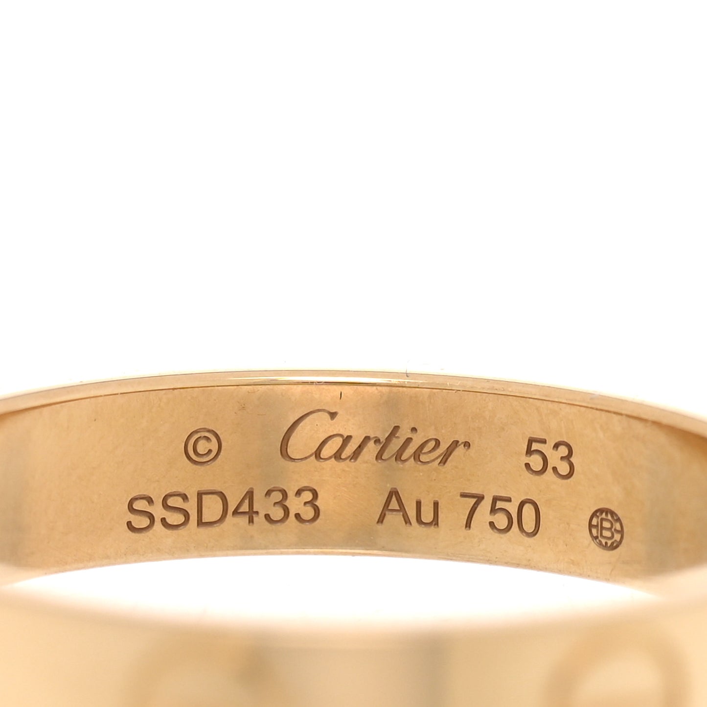 18K Yellow Gold 3.5mm LOVE Wedding Band Ring 53 6.5