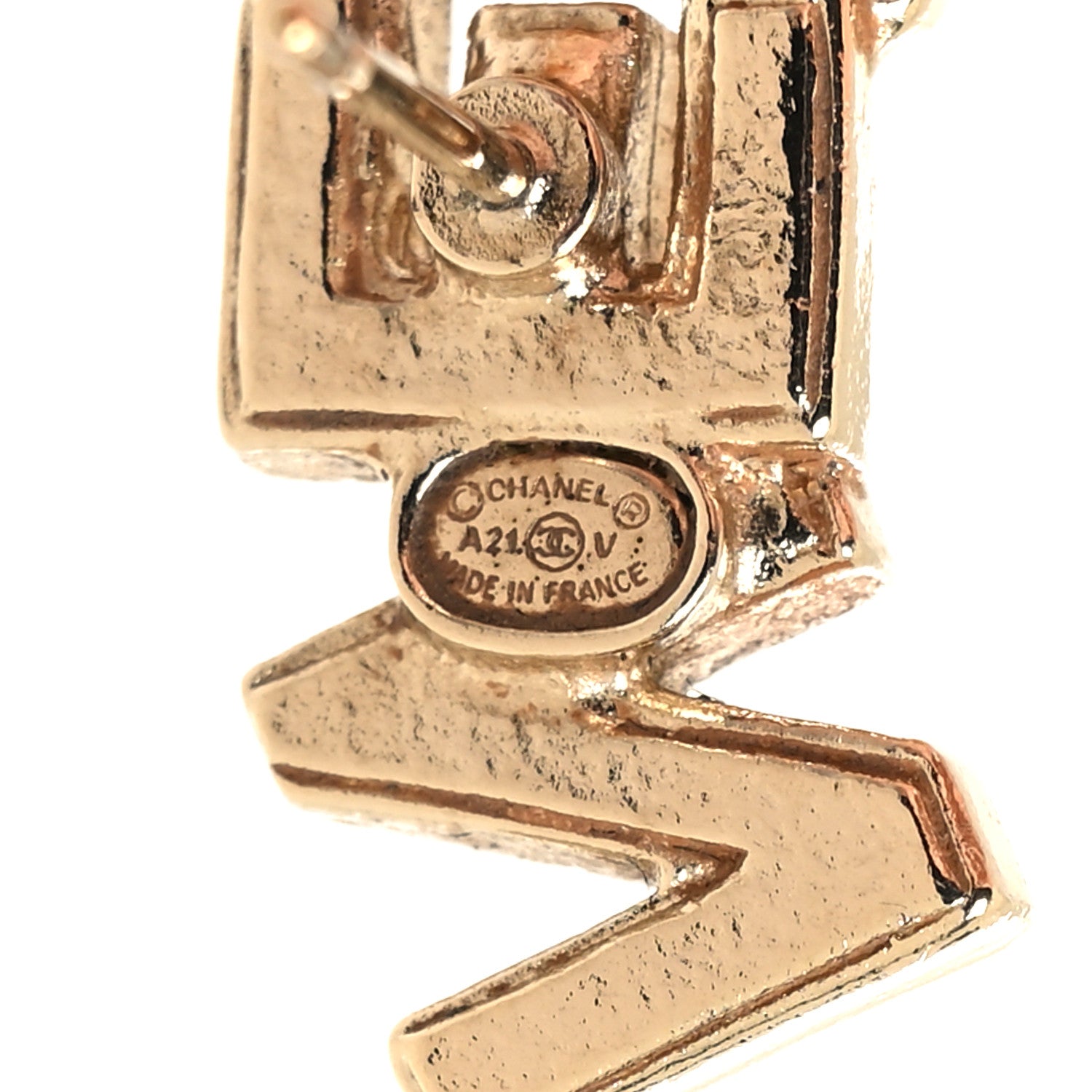 Chanel Crystal Pearl Signature Stud Earrings Gold 4 of 5