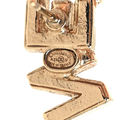 Chanel Crystal Pearl Signature Stud Earrings Gold 4 of 5