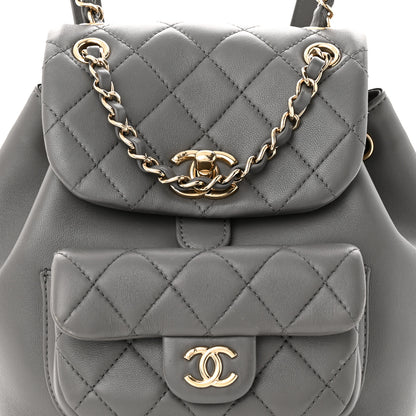 Chanel Lambskin Quilted Small Duma Drawstring Backpack Grey 8 of 11