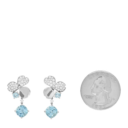 Tiffany Platinum Diamond Aquamarine Paper Flowers Single Drop Earrings 2 of 5