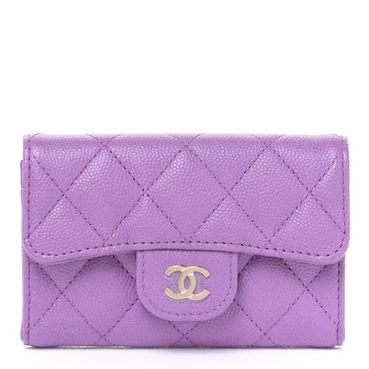 Chanel Caviar Quilted Flap Card Holder Wallet Purple 1 of 9