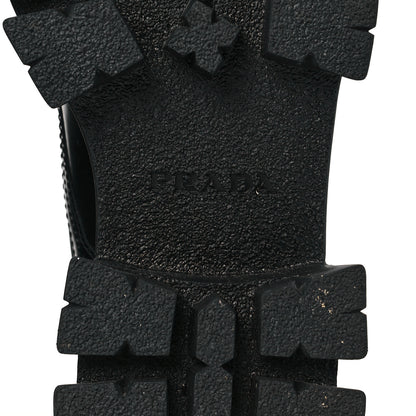 Prada Spazzolato Rois Nylon Metal Triangle Logo Monolith Pouch Pocket 55mm Boots 38.5 Black 6 of 6