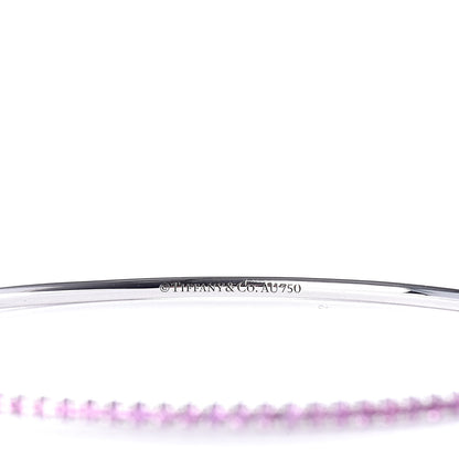 Tiffany 18K White Gold Pink Sapphire Metro Hinged Bangle L 4 of 5