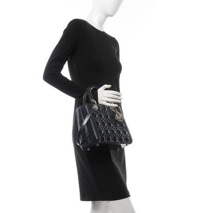 Christian Dior Patent Cannage Medium Lady Dior Saphir 2 of 8