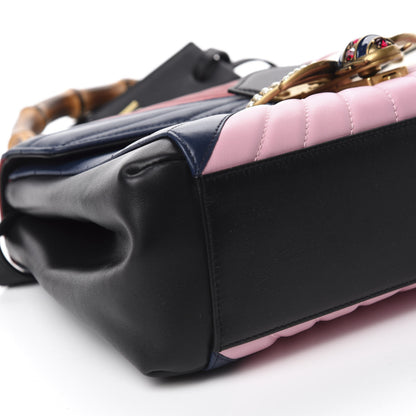 Gucci Calfskin Bamboo Trapuntata Queen Margaret Top Handle Bag Blue Agata Hibiscus Red Mystic White Sugar Pink 6 of 11