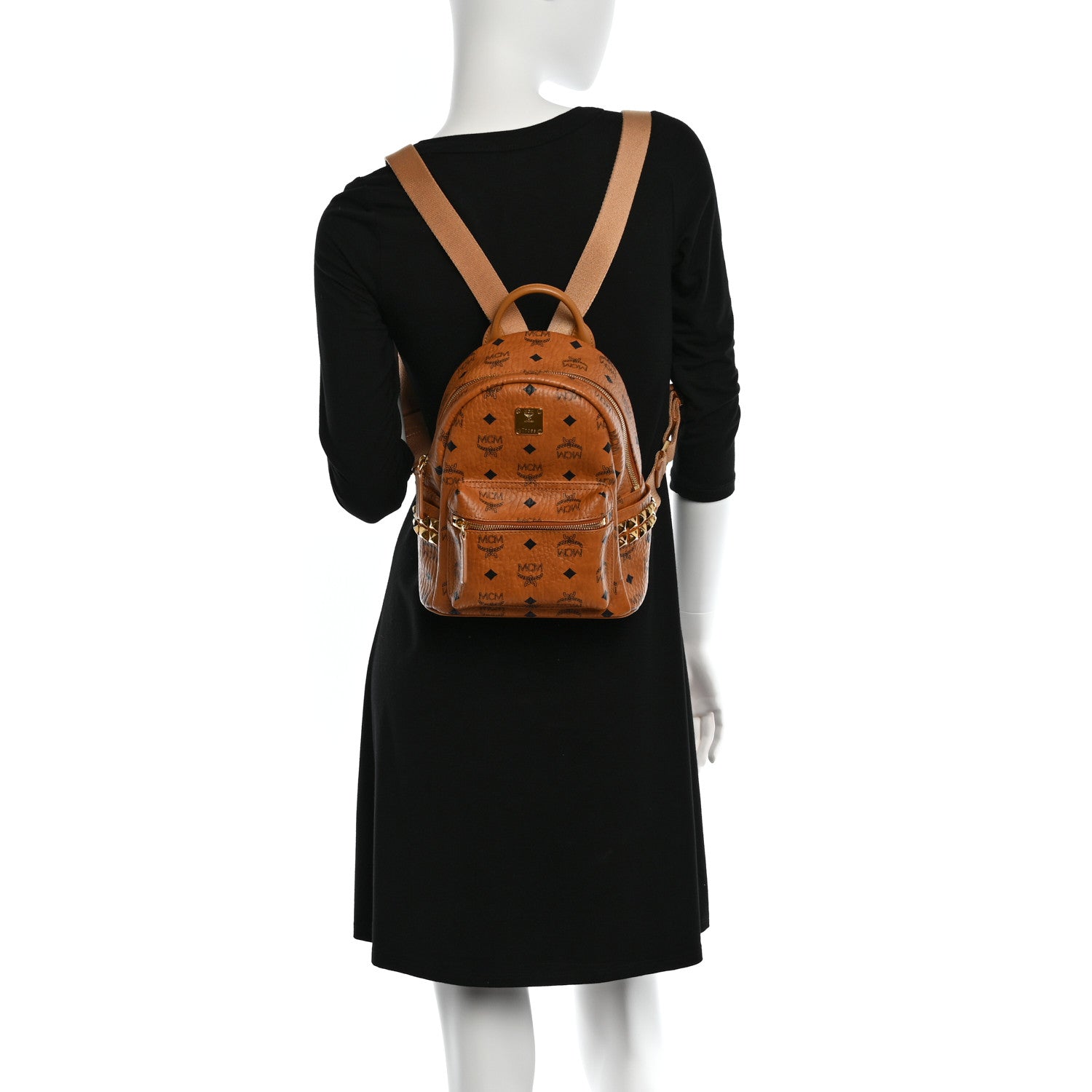 MCM Visetos Side Stud Mini Stark Backpack Cognac 2 of 9