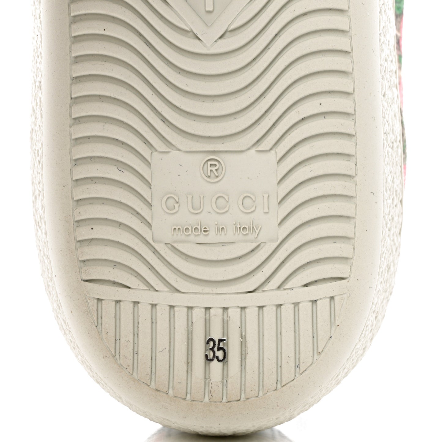 GG Supreme Monogram Flora Web Womens Ace Sneakers 35 Beige Multicolor Rosso