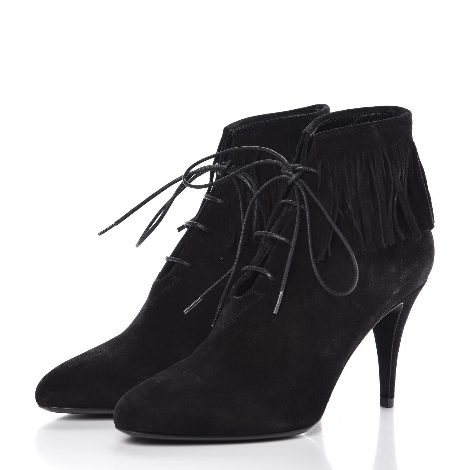 Saint Laurent Suede Fringe Babies Ankle Boots 39 Black 3 of 9
