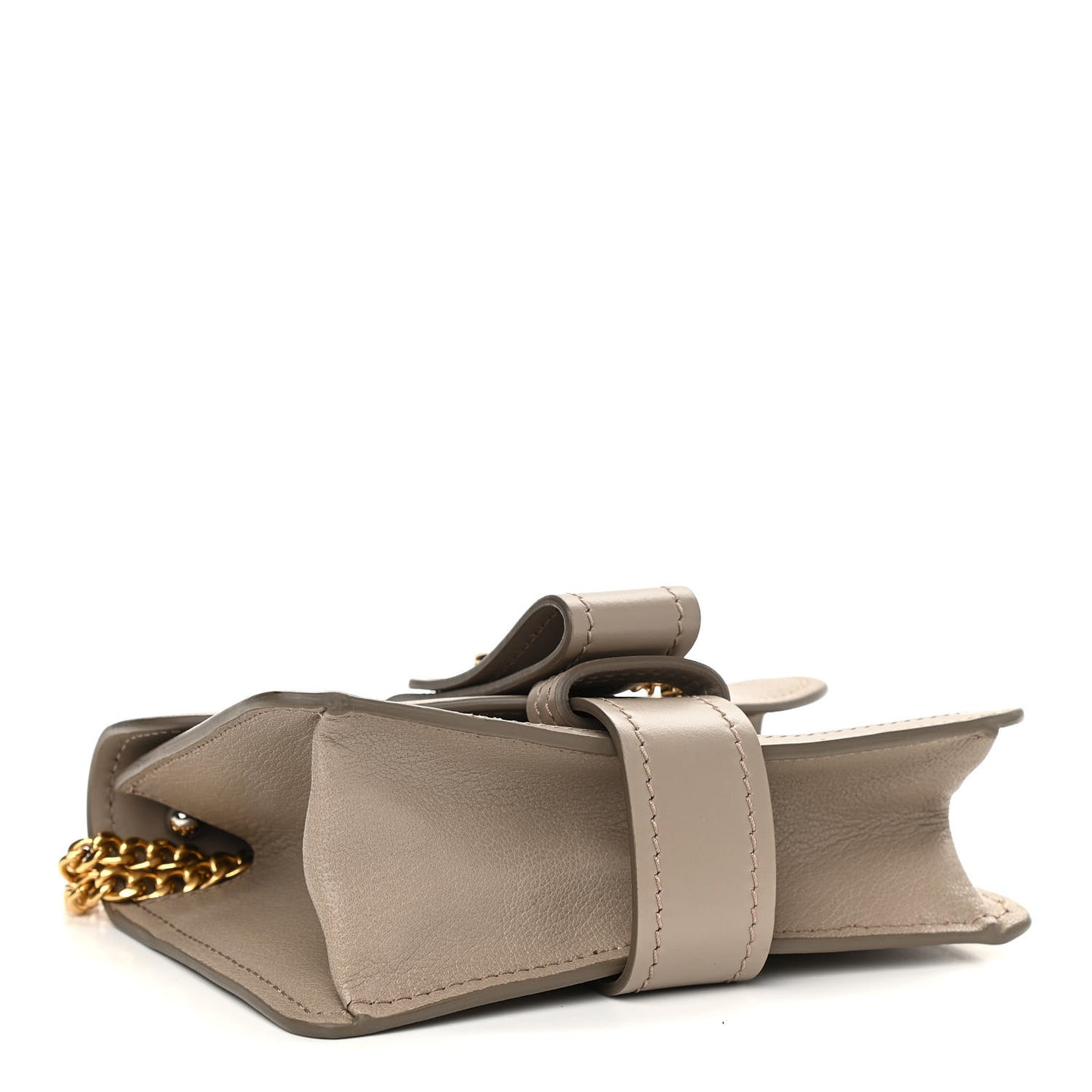 Shiny Goatskin Calfskin Mini Aby Chain Shoulder Bag Motty Grey
