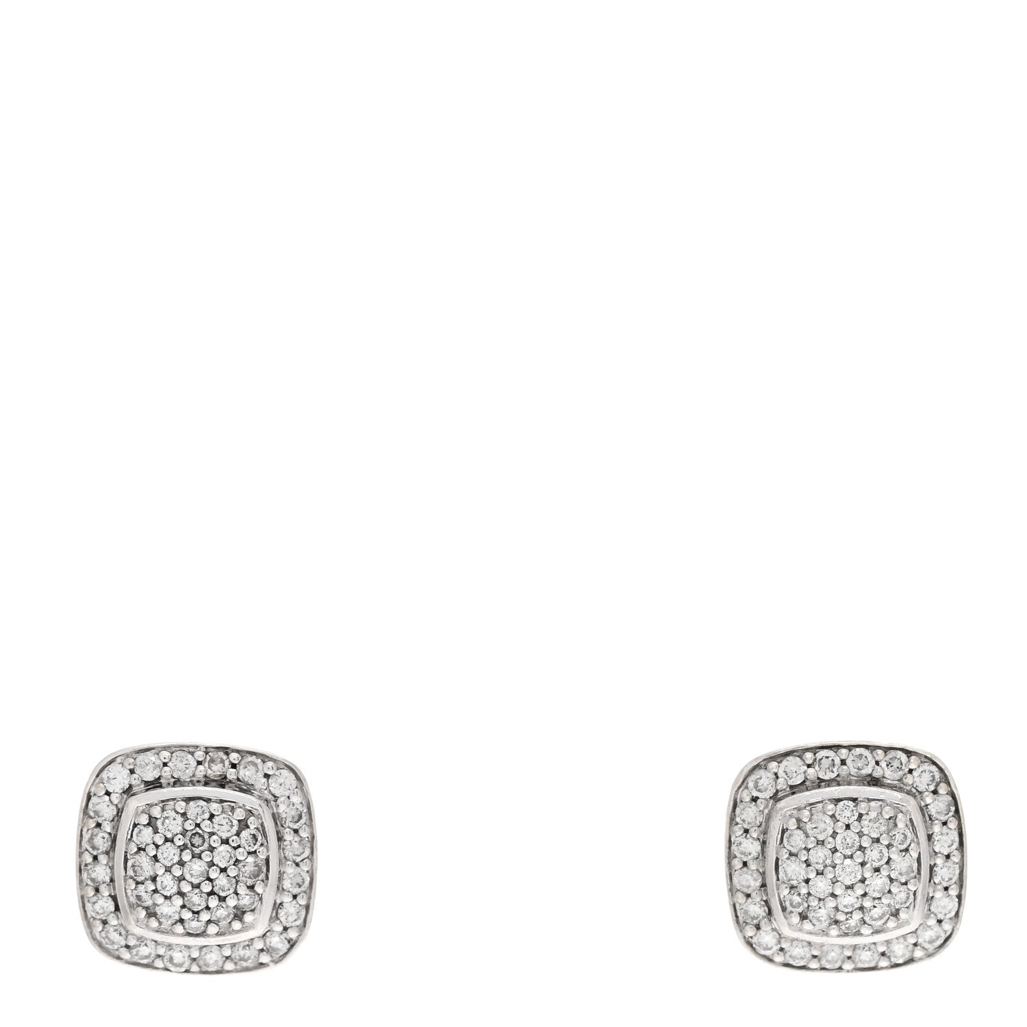 David Yurman Sterling Silver Diamond 5mm Pave Albion Earrings 1 of 4