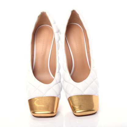 Bottega Veneta Nappa Matelasse Captoe Pumps 39 Optic White 5 of 10