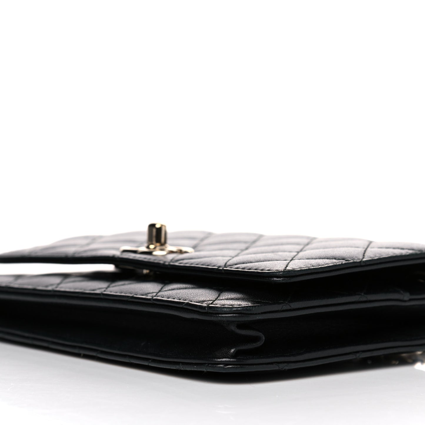 Lambskin Quilted Trendy CC Wallet On Chain WOC Black