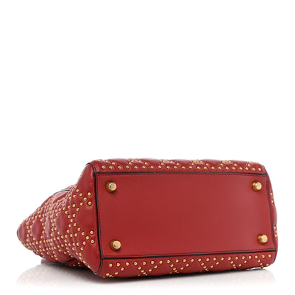 Christian Dior Calfskin Cannage Studded Medium Supple Lady Dior Red 4 of 15