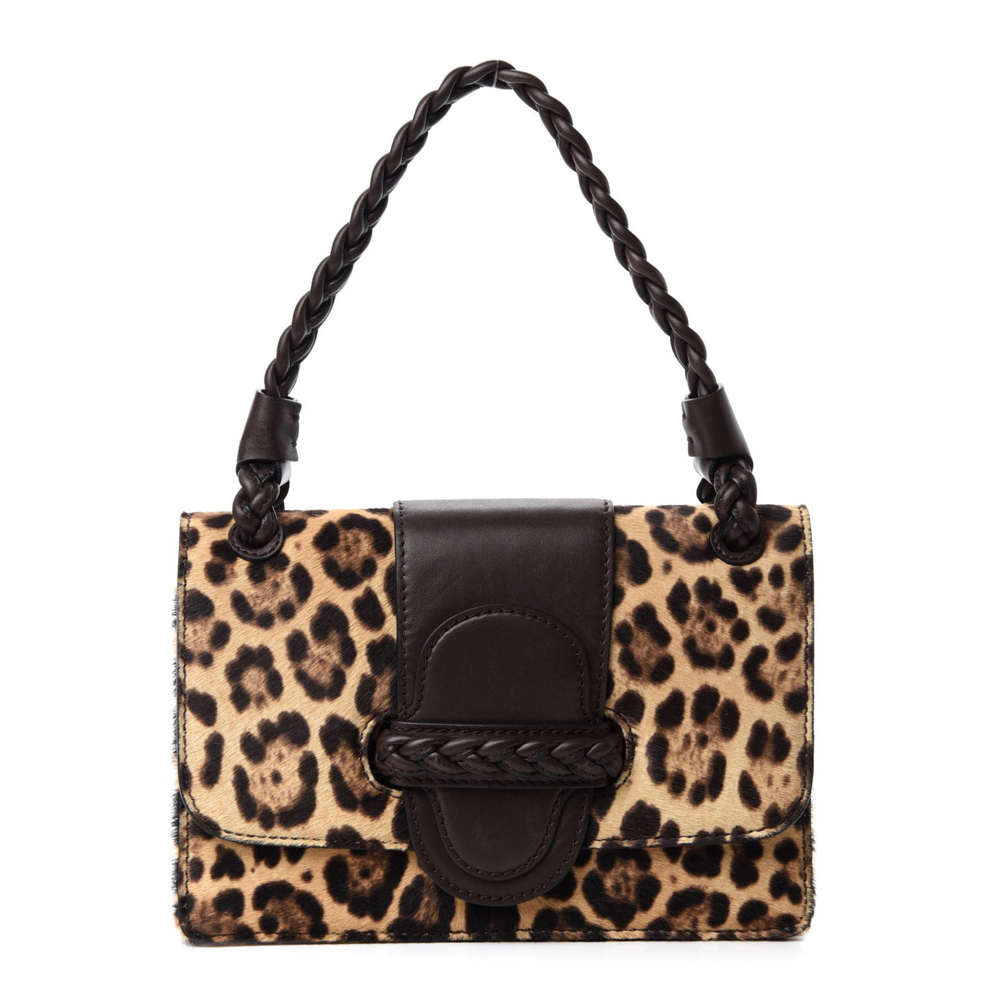 Calf Hair Leopard Print Handbag