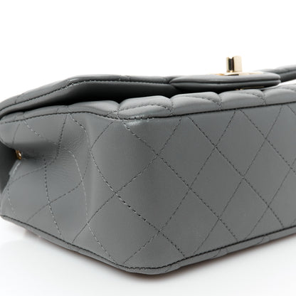 Chanel Lambskin Quilted Mini Rectangular Flap Dark Grey 10 of 12