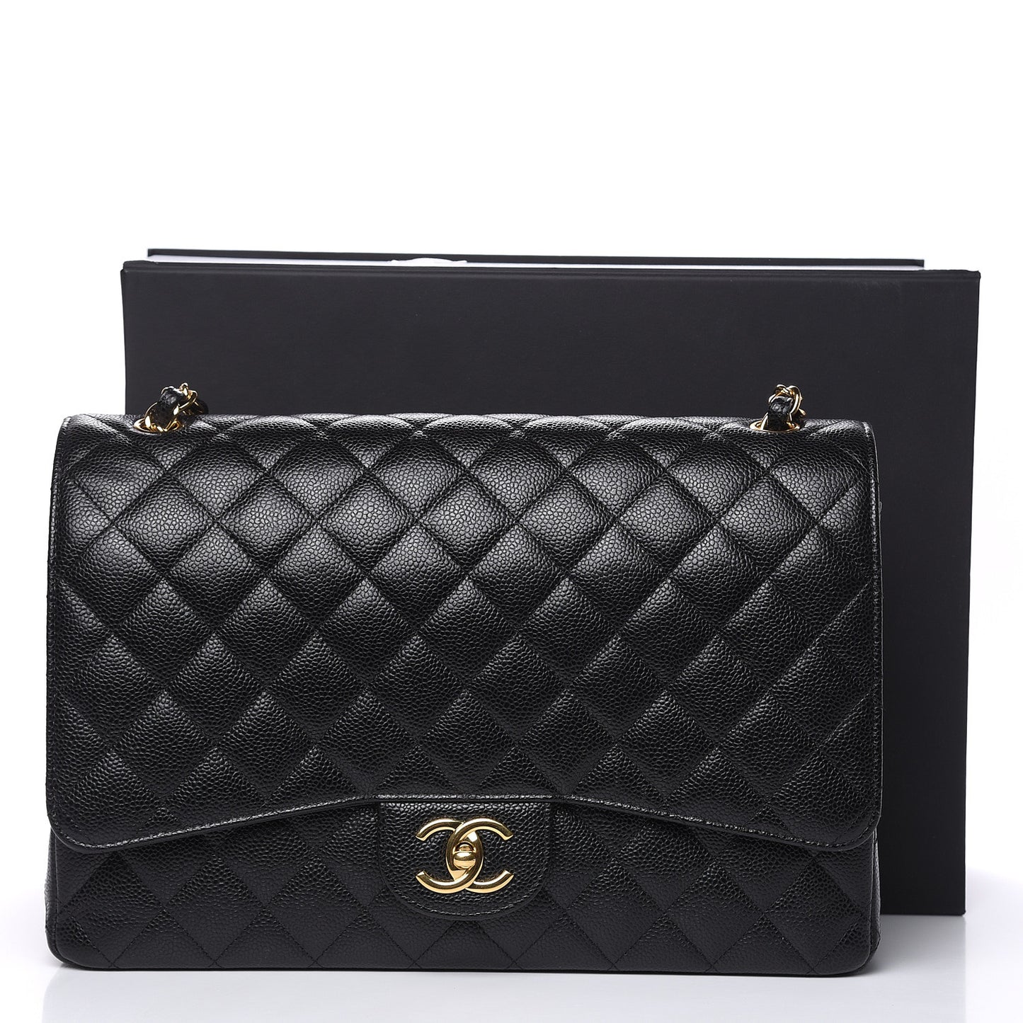 Caviar Quilted Maxi Double Flap Black