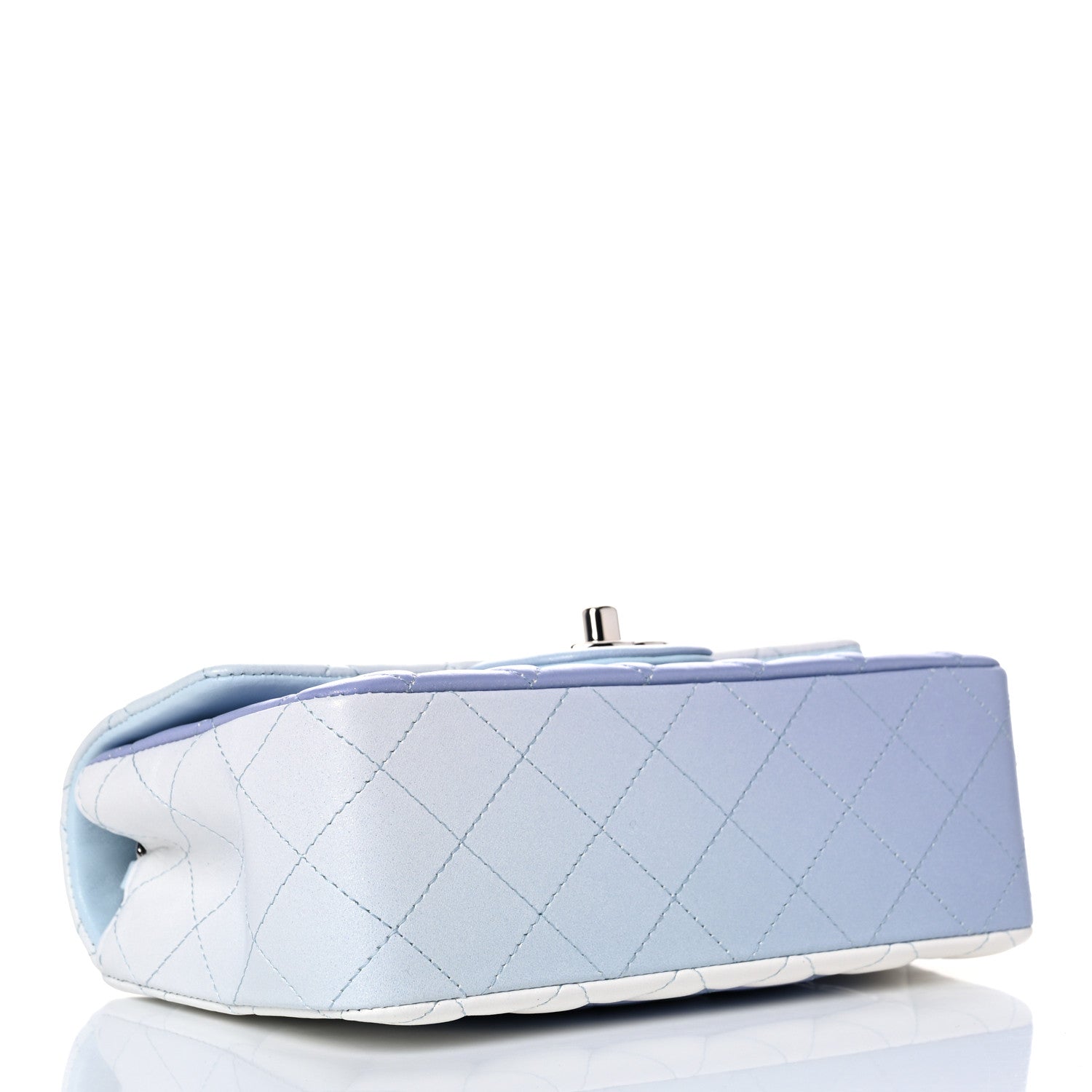 Chanel Perforated Lambskin Quilted Mini Rectangular Flap Light Blue Light Purple White 4 of 10
