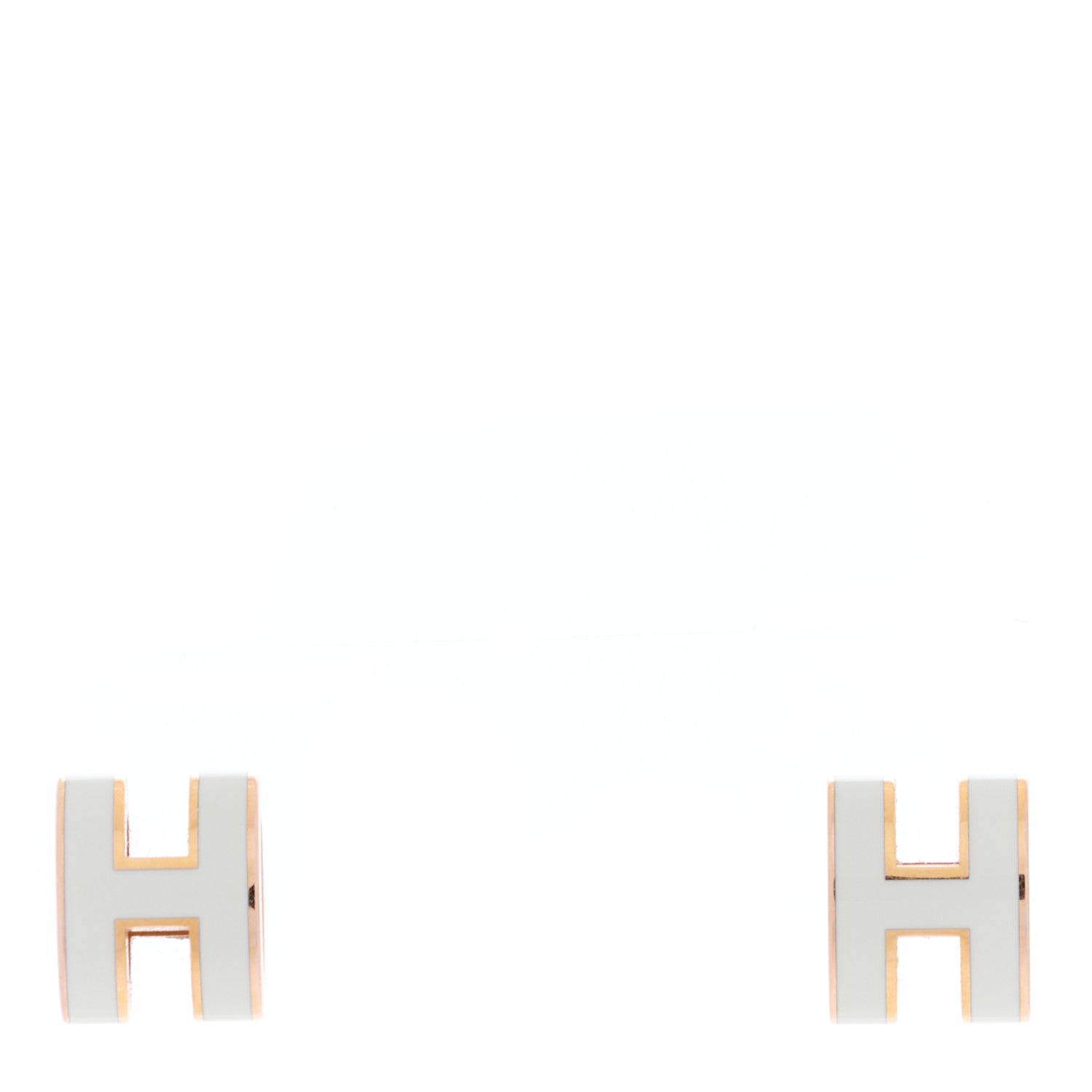 Hermes Rose Gold Lacquered Mini Pop H Earrings White 1 of 4