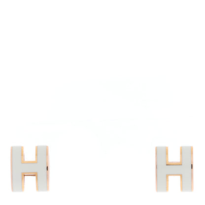Hermes Rose Gold Lacquered Mini Pop H Earrings White 1 of 4