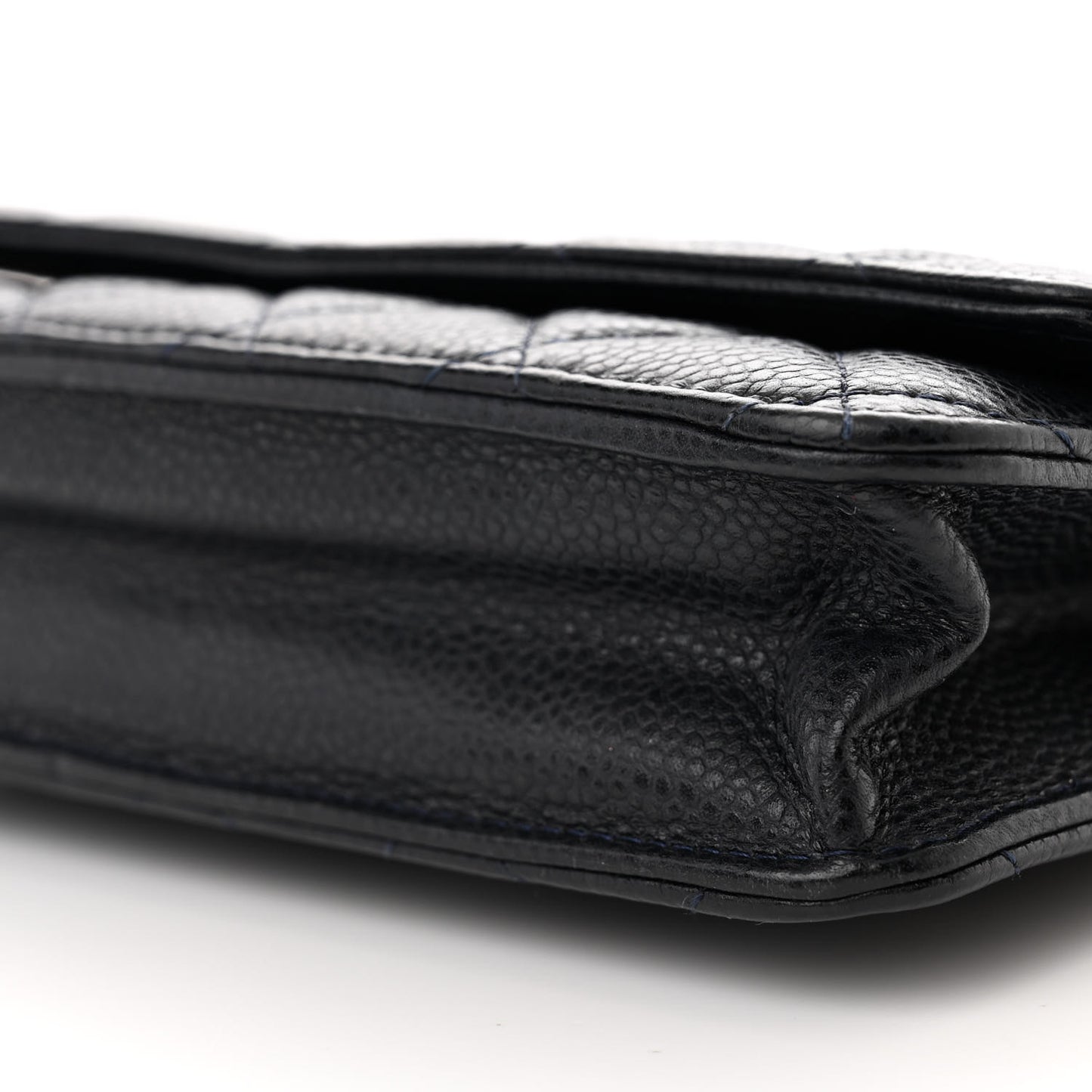 Caviar Quilted Wallet on Chain WOC Navy
