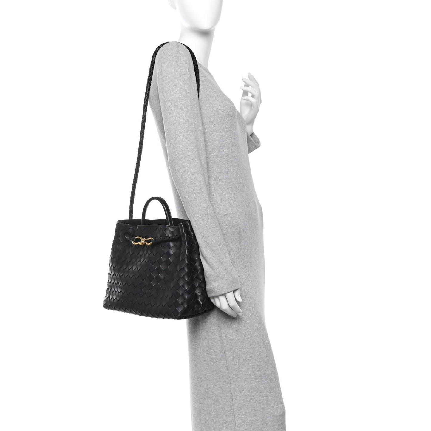 Nappa Intrecciato Medium Andiamo Shoulder Bag Black Black