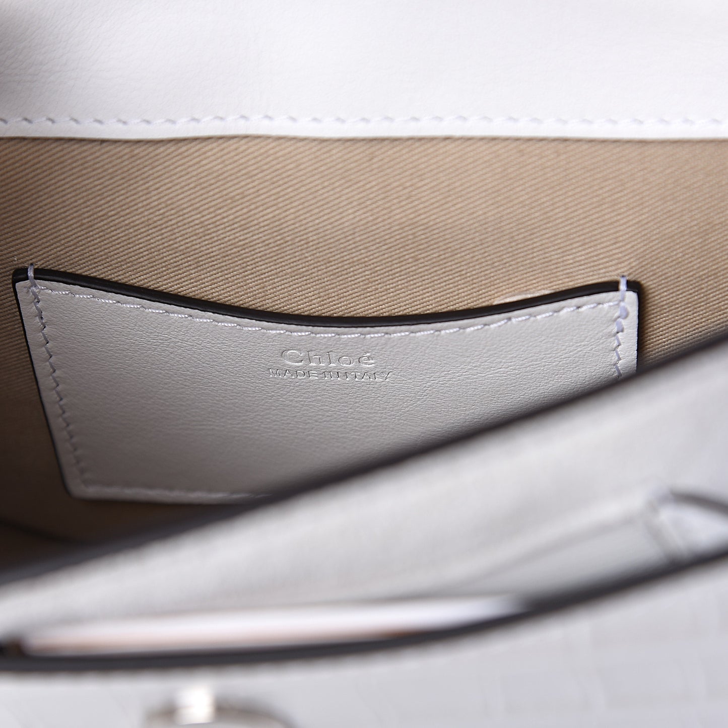 Calfskin Crocodile Embossed Small Tess Bag Brilliant White