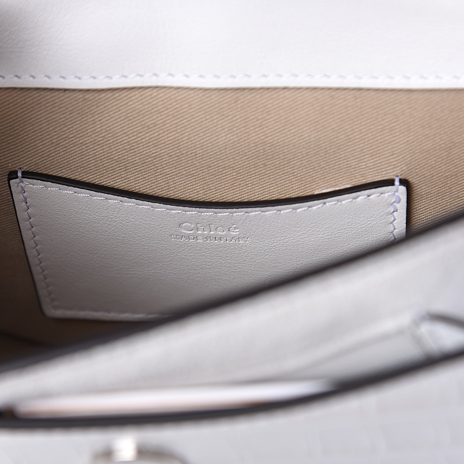Chloe Calfskin Crocodile Embossed Small Tess Bag Brilliant White 5 of 7