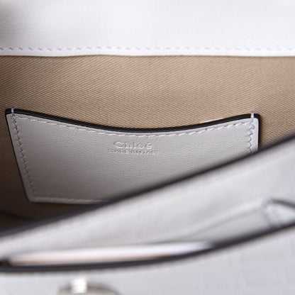 Chloe Calfskin Crocodile Embossed Small Tess Bag Brilliant White 5 of 7