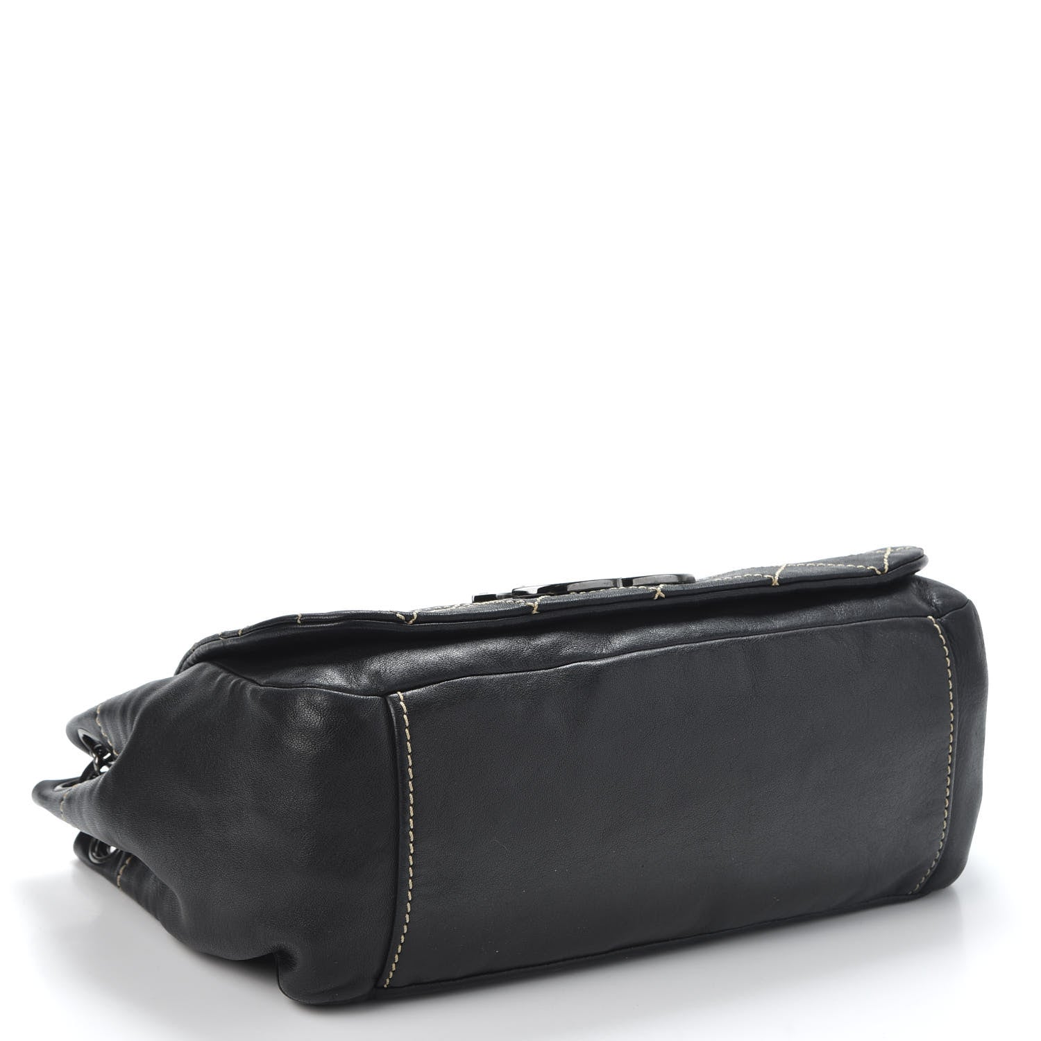 Chanel Lambskin Contrast Stitch Surpique Accordion Flap Black 3 of 9