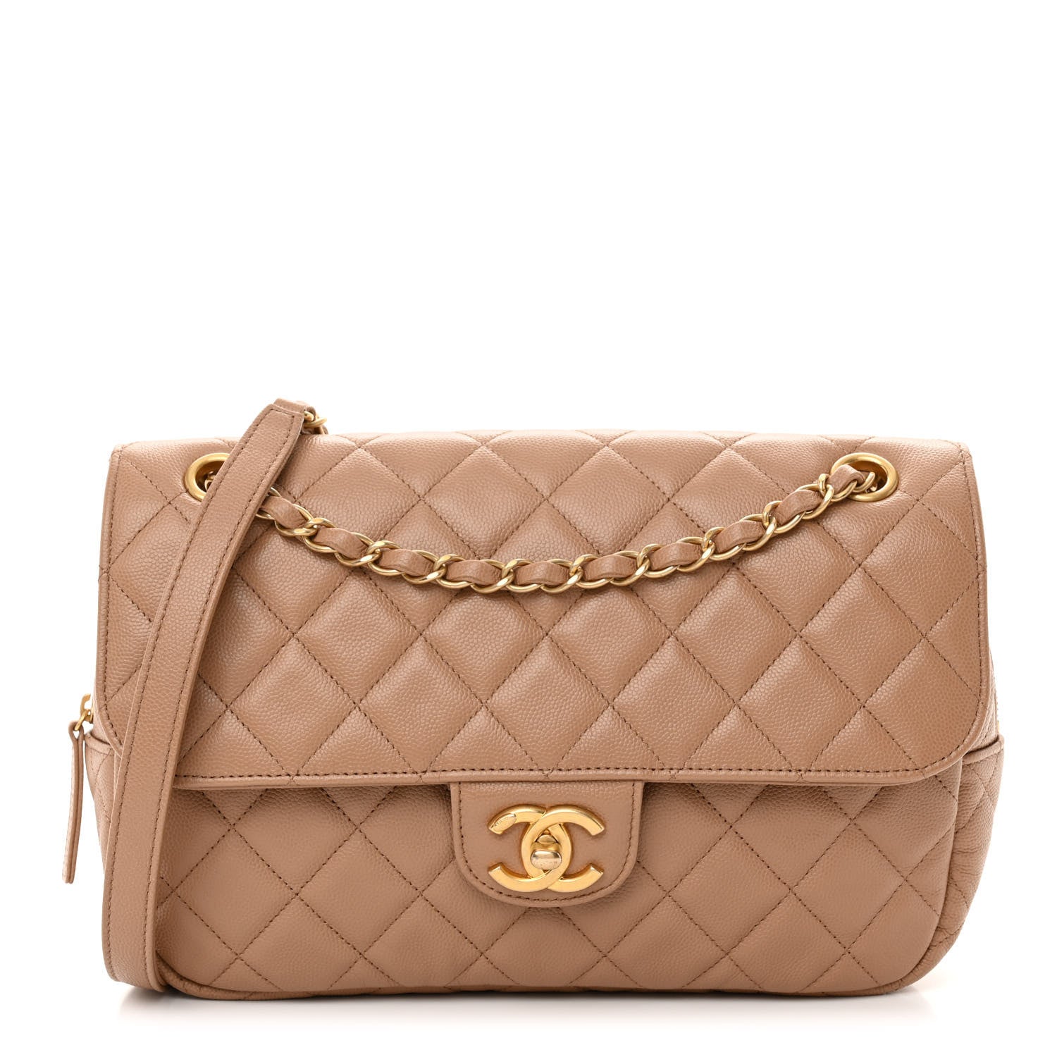 Chanel Caviar Quilted Medium Single Flap Beige 1 of 10