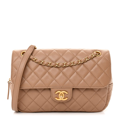 Chanel Caviar Quilted Medium Single Flap Beige 1 of 10