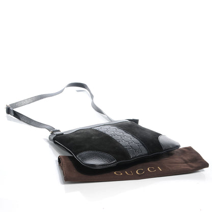 Gucci Guccissima Leather and Suede Crossbody Bag Black 4 of 7