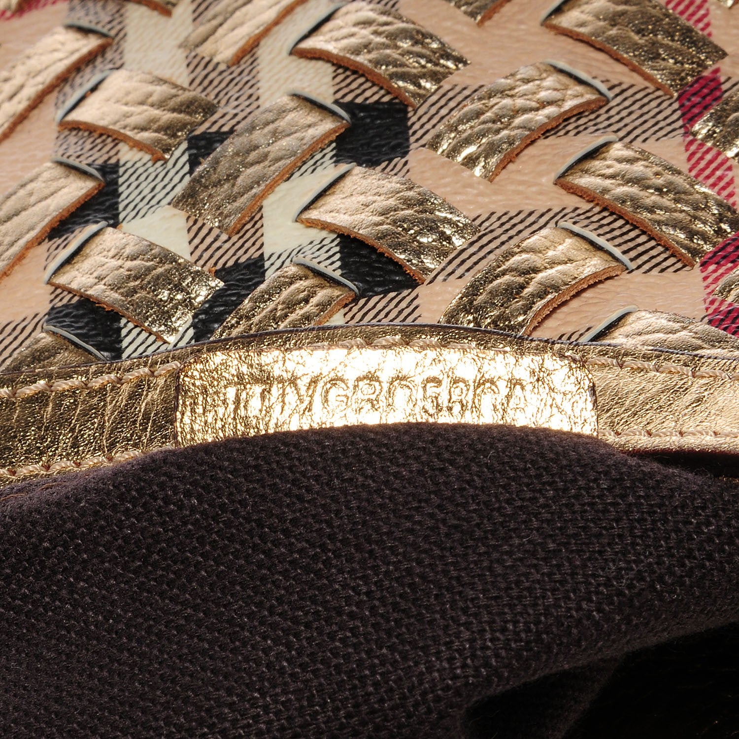 Burberry Leather Woven Nova Check Brook Hobo Gold 8 of 9