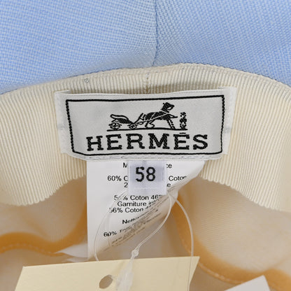 Hermes Toile De Chanvre Cotton Stretch Gaelle Hat 58 Bleu Chemise 8 of 9