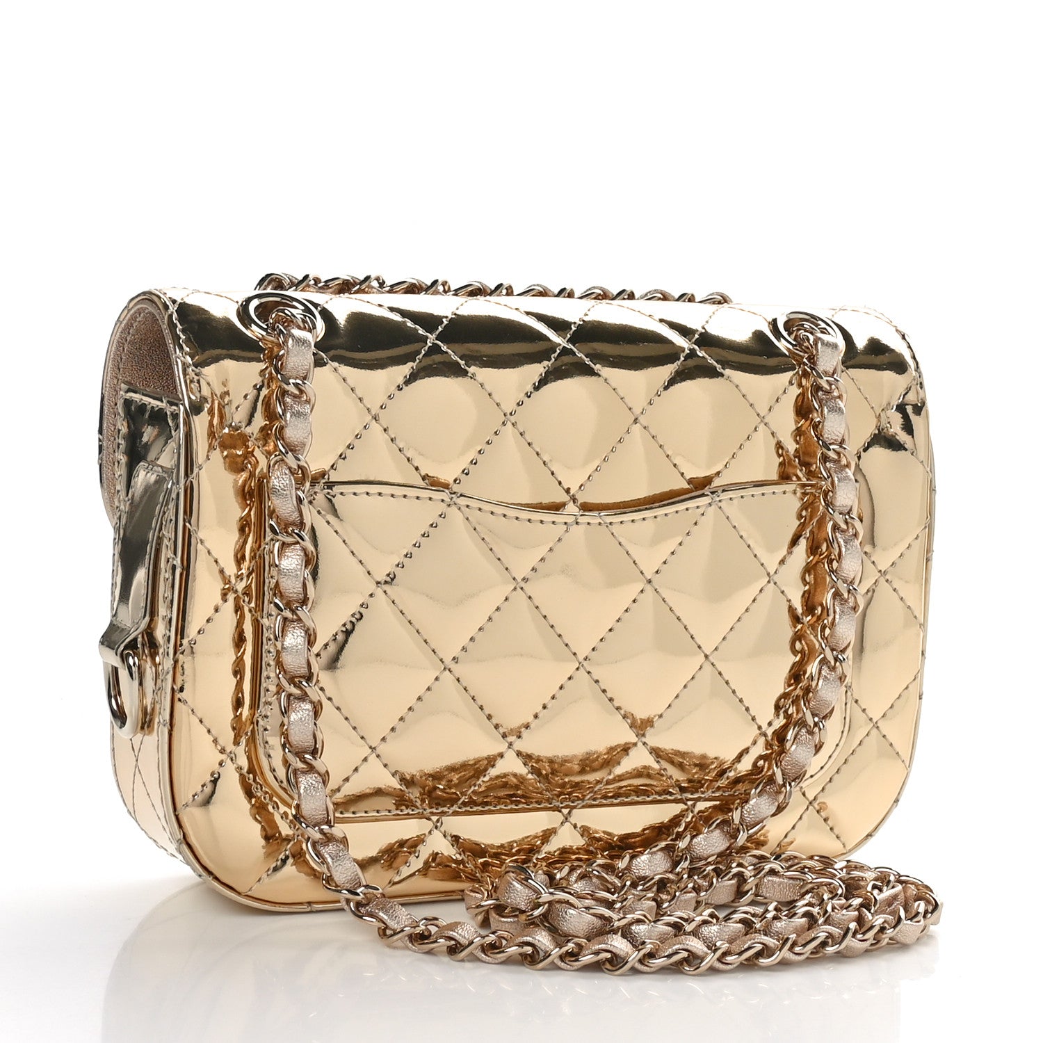 Chanel Mirror Calfskin Metallic Calfskin Quilted Hollywood Boulevard Mini Flap With Star Coin Purse Gold 4 of 12