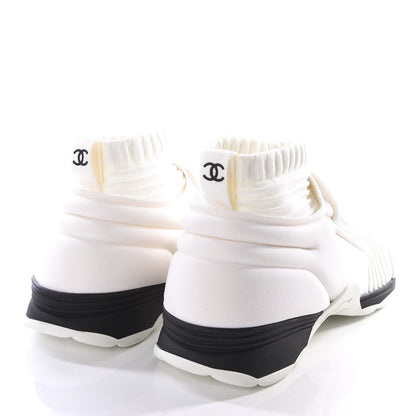 Chanel Stretch Fabric CC Sneakers 36.5 White 4 of 10