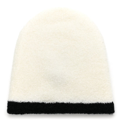 Chanel Cashmere Silk CC Beanie Hat White Black 3 of 4