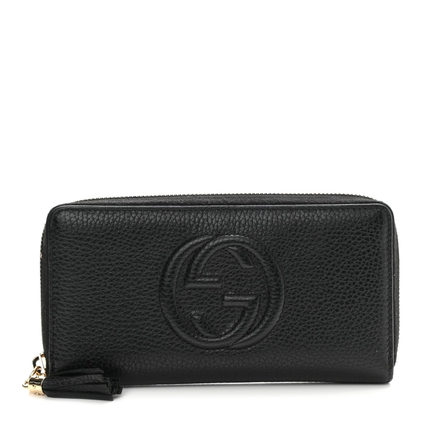 Pebbled Calfskin Soho Zip Around Wallet Black