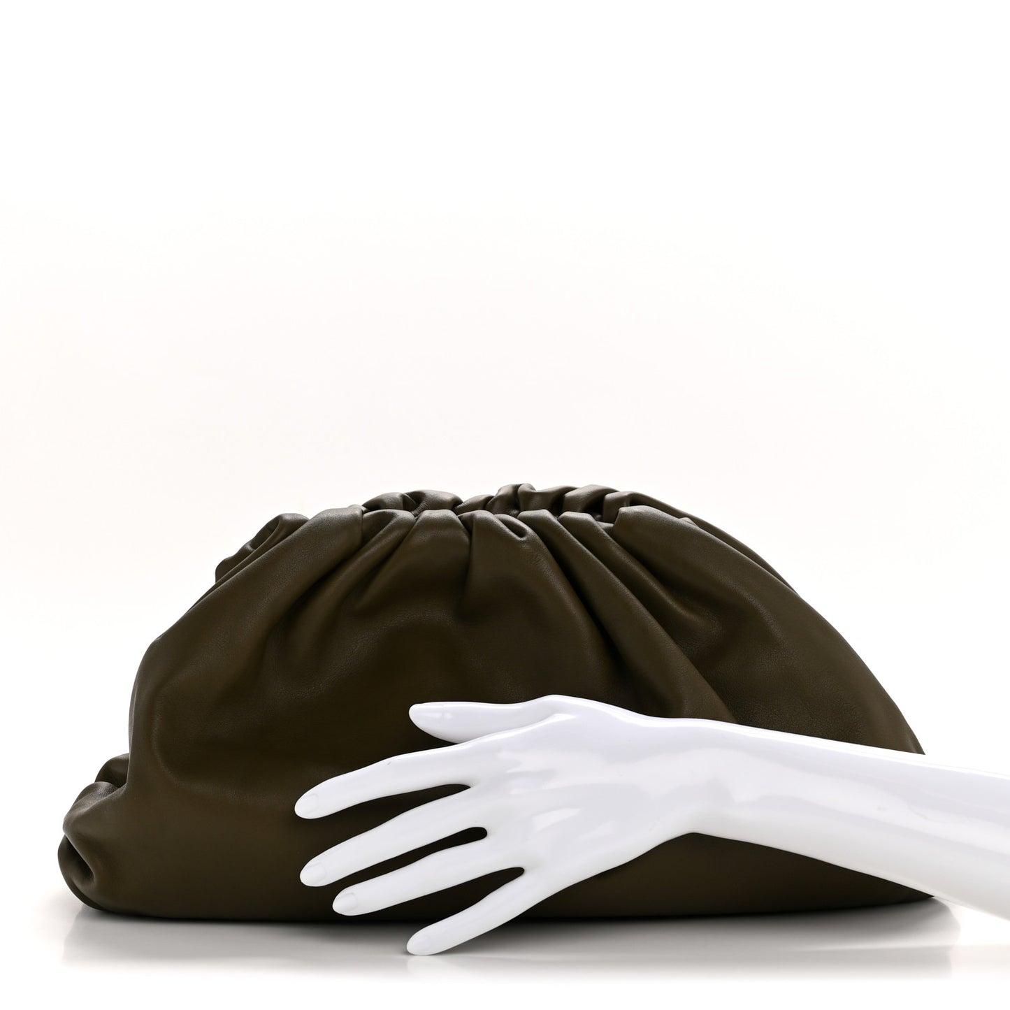 Smooth Butter Calf The Pouch Oversized Clutch Kaki Fondent