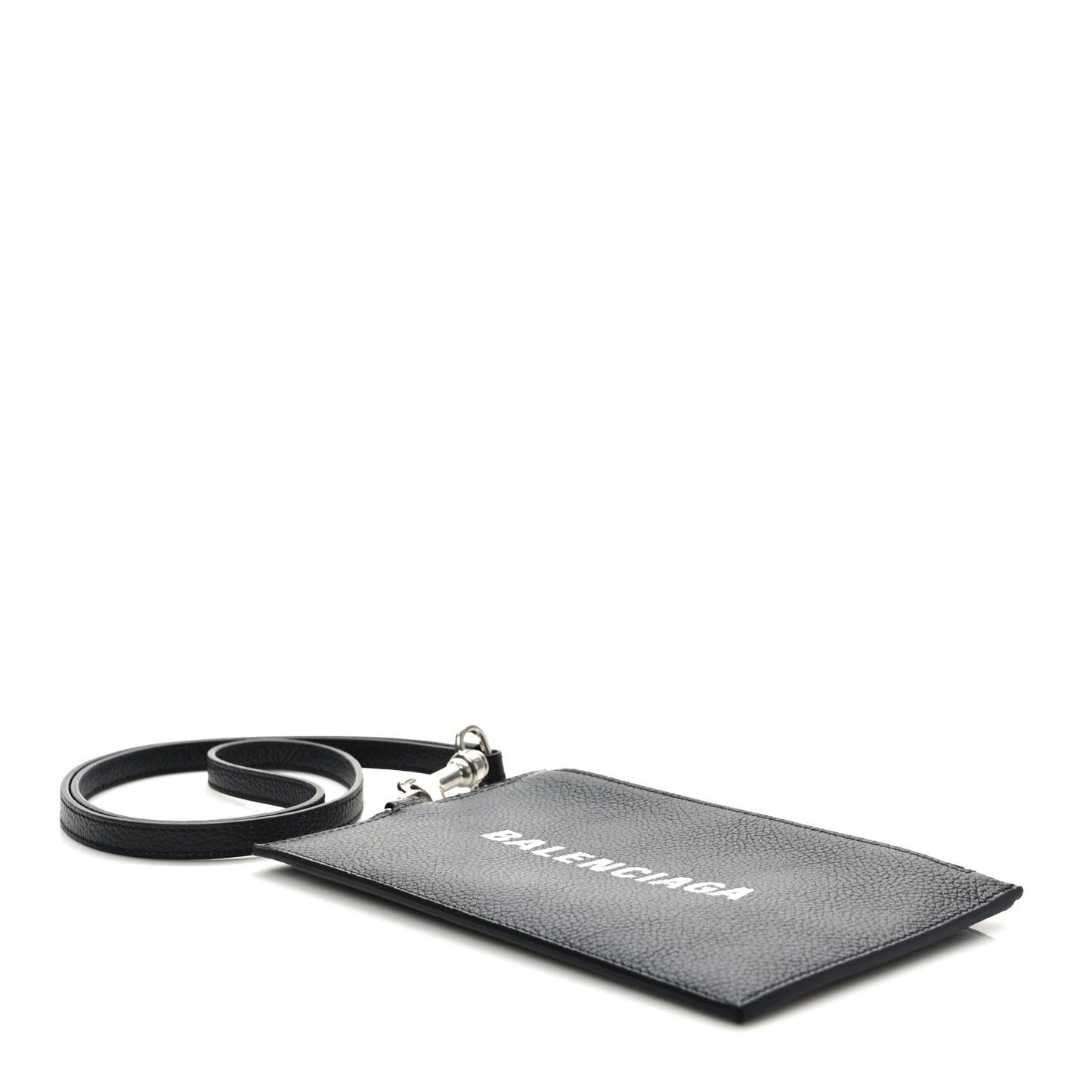 Grained Calfskin Logo Cash Passport Photo ID Zip Holder Black White
