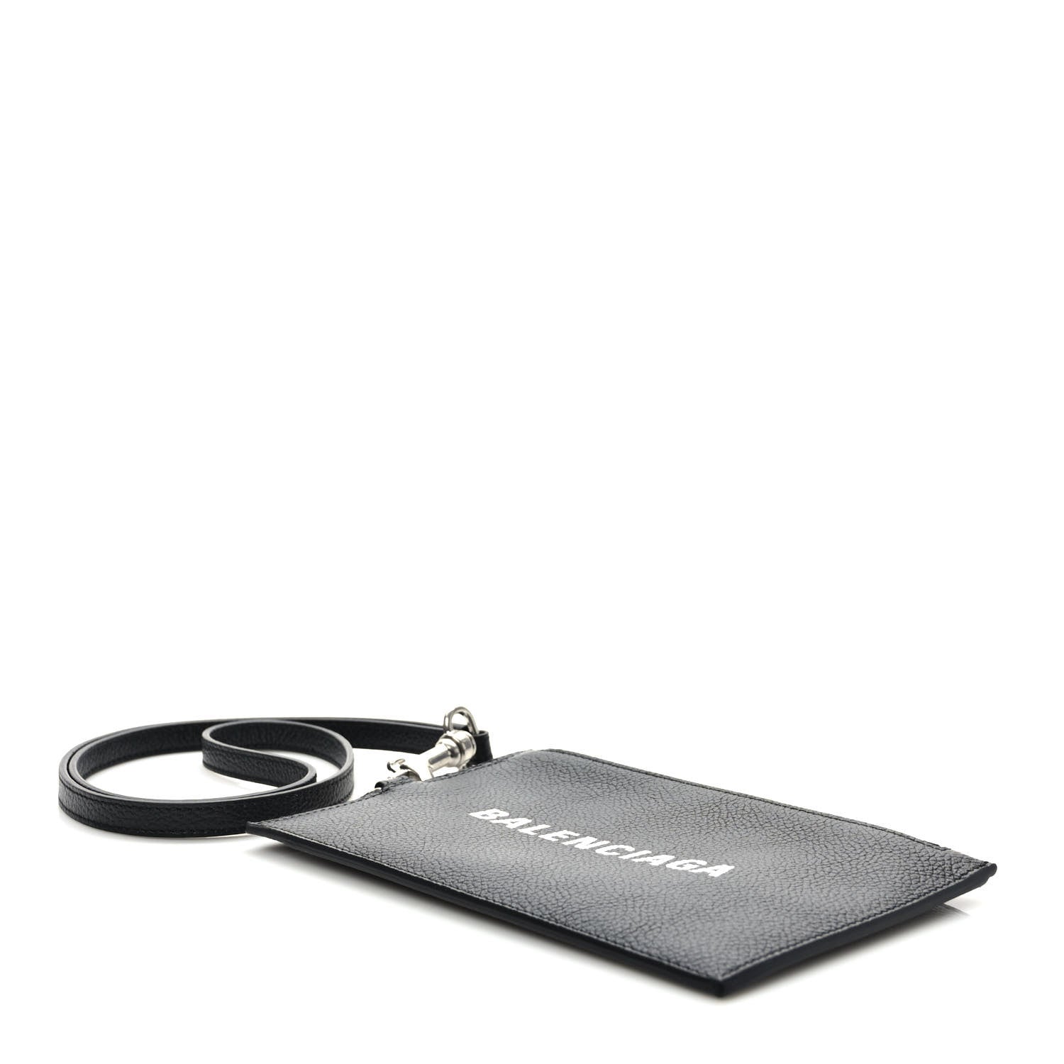 Balenciaga Grained Calfskin Logo Cash Passport Photo ID Zip Holder Black White 4 of 8