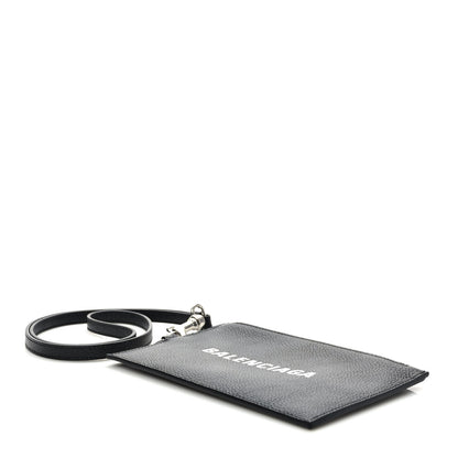 Balenciaga Grained Calfskin Logo Cash Passport Photo ID Zip Holder Black White 4 of 8