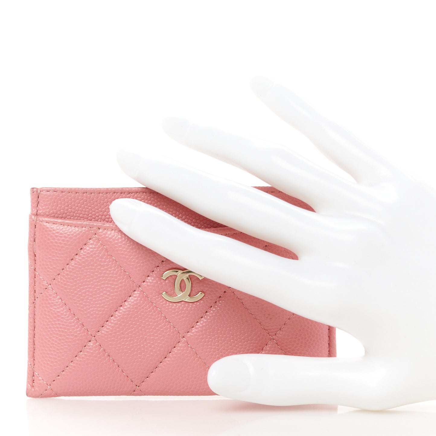 Caviar Quilted Card Holder Pink