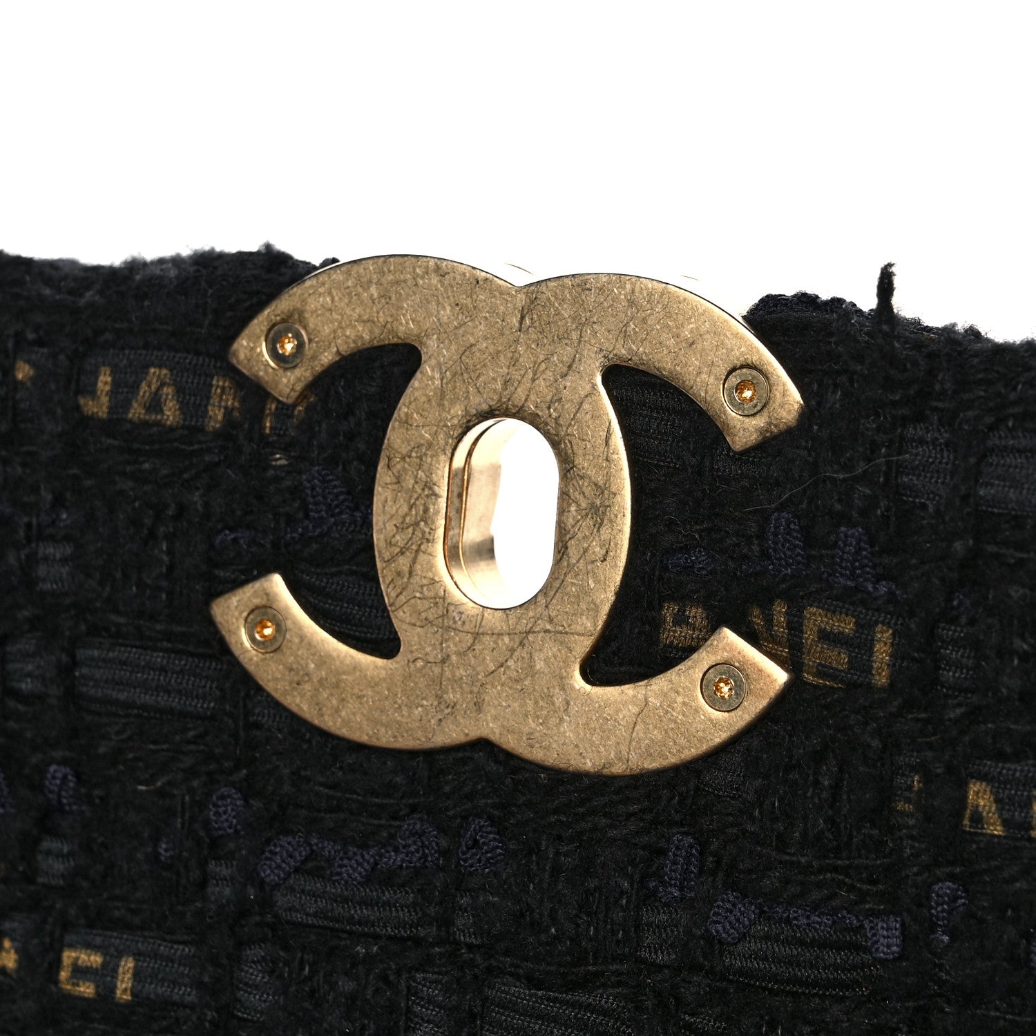 Chanel Tweed Quilted Medium Chanel 19 Flap Black Navy Gold 11 of 12